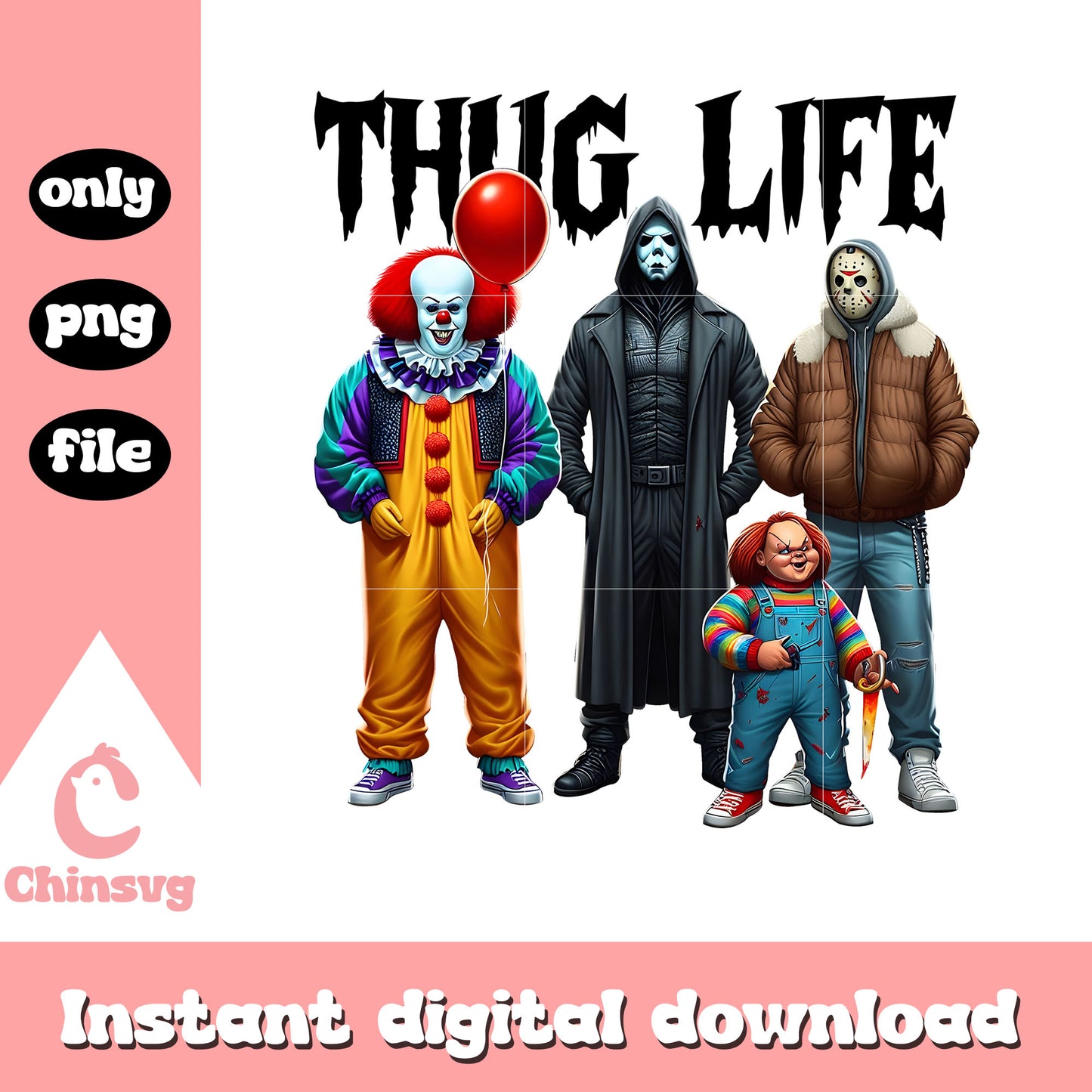 Horror movies thug life design png, thug life movie png