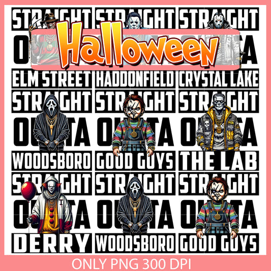 Horror movie straight outta bundle png, horror film characters​ png