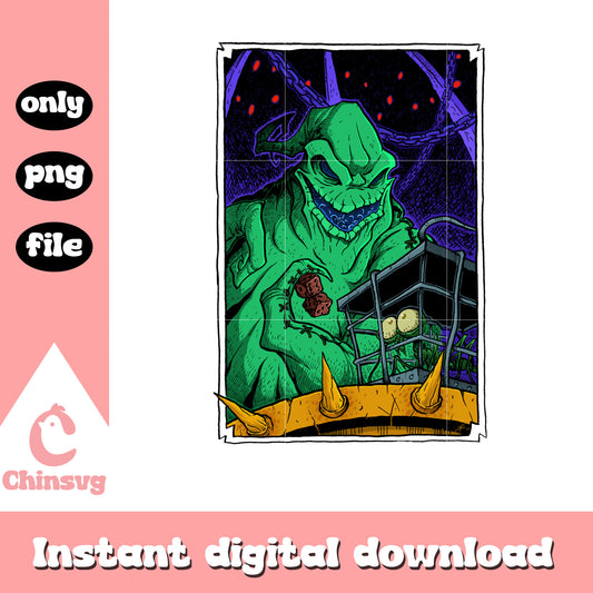 Horror oogie boogie card design png, oogie boogie character png