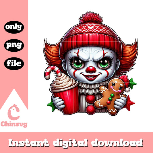 Horror pennywise sweet christmas design png, the clown png