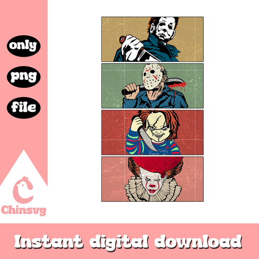 Horror photo collage floral png, retro horror movies png