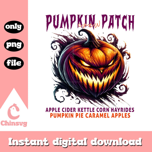 Horror pumpkin patch halloween design png, pumpkin drawing png