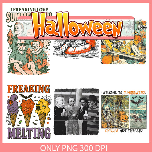 Horror summerween design bundle png, summerween​ png, horror movies​ png