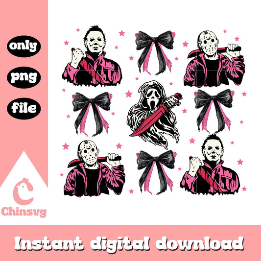 Horror the killer black and pink bow png, horror characters png