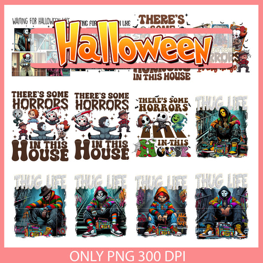 Horror thug life halloween bundle png, horror characters​ png