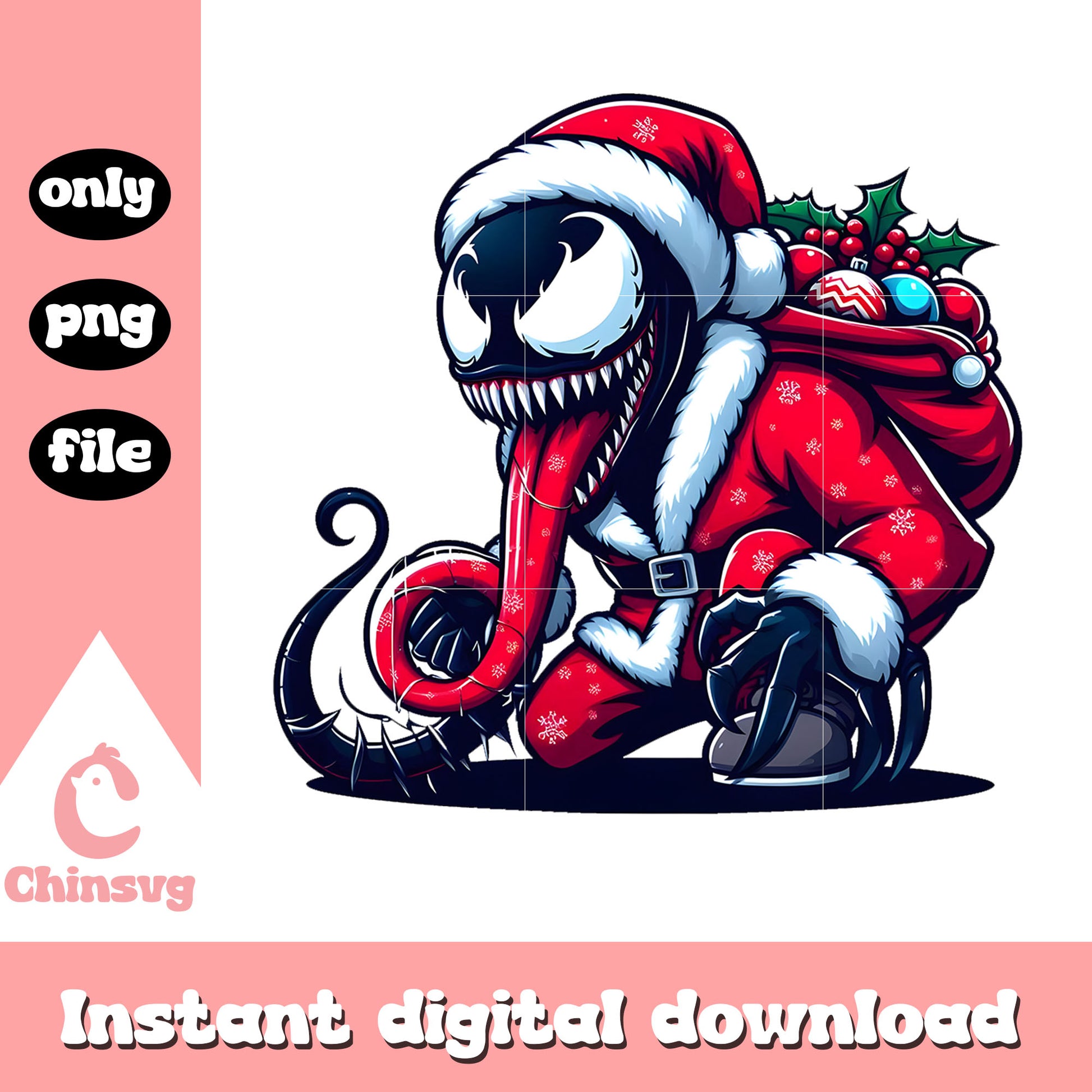 Horror venom christmas gilfs design png, christmas gift png