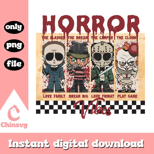 Horror vibes characters collage picture png, horror image png