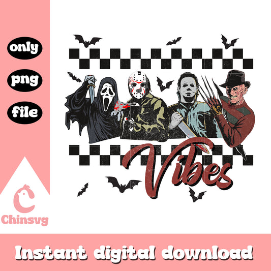 Horror vibes characters halloween png, halloween horror png