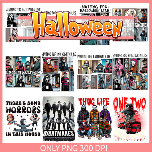 Horror waiting for halloween like bundle png, halloween horror​ png
