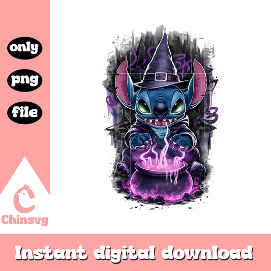 Horror witch stitch pumpkin halloween png, lilo and stitch png