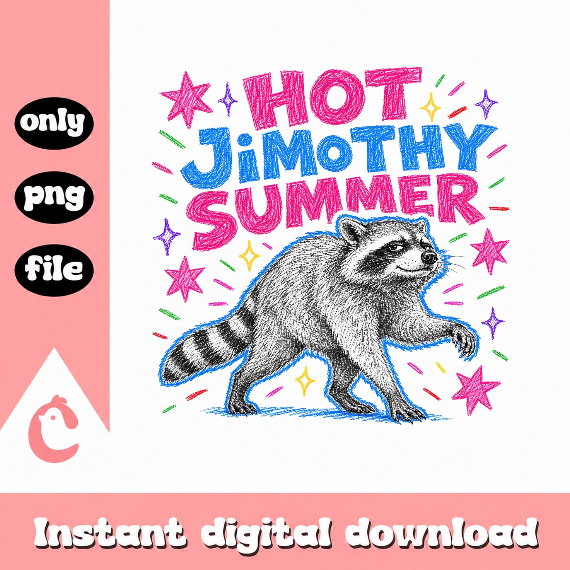 Hot Jimothy Summer Raccoon PNG, Funny Summer Clipart, PNG File