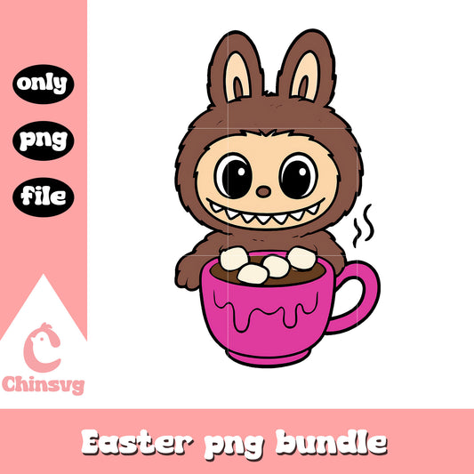 Hot chocolate labubu cute doll drawing design png, labubu toy png