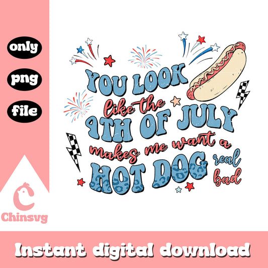 Hot dog 4th of july png, you look like 4th of july png