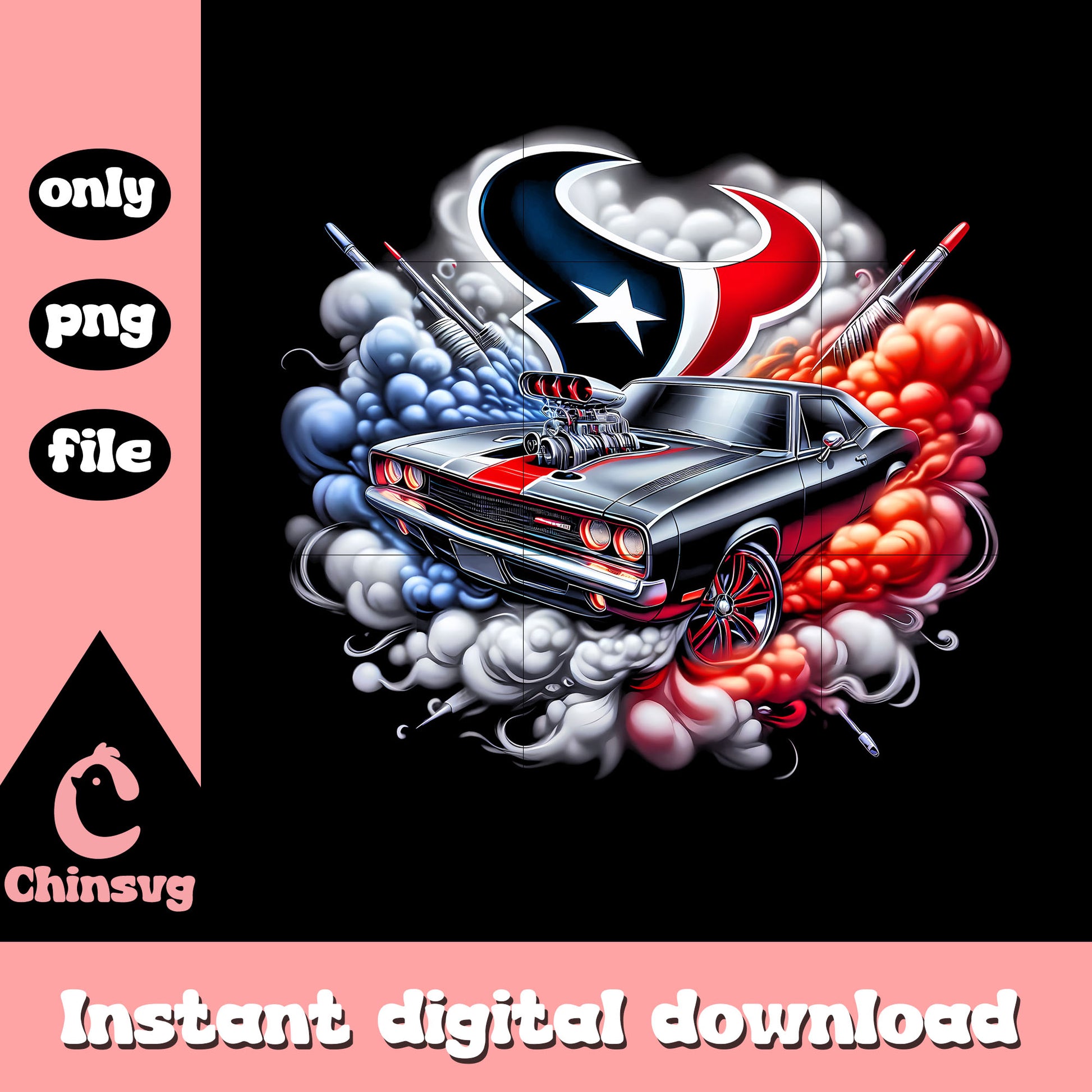 Houston Texans smoke muscle car png, Houston Texans nfl png