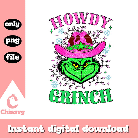 Howdy grinch cowboys design png, grinch cowboy​ png, grinch face clipart​