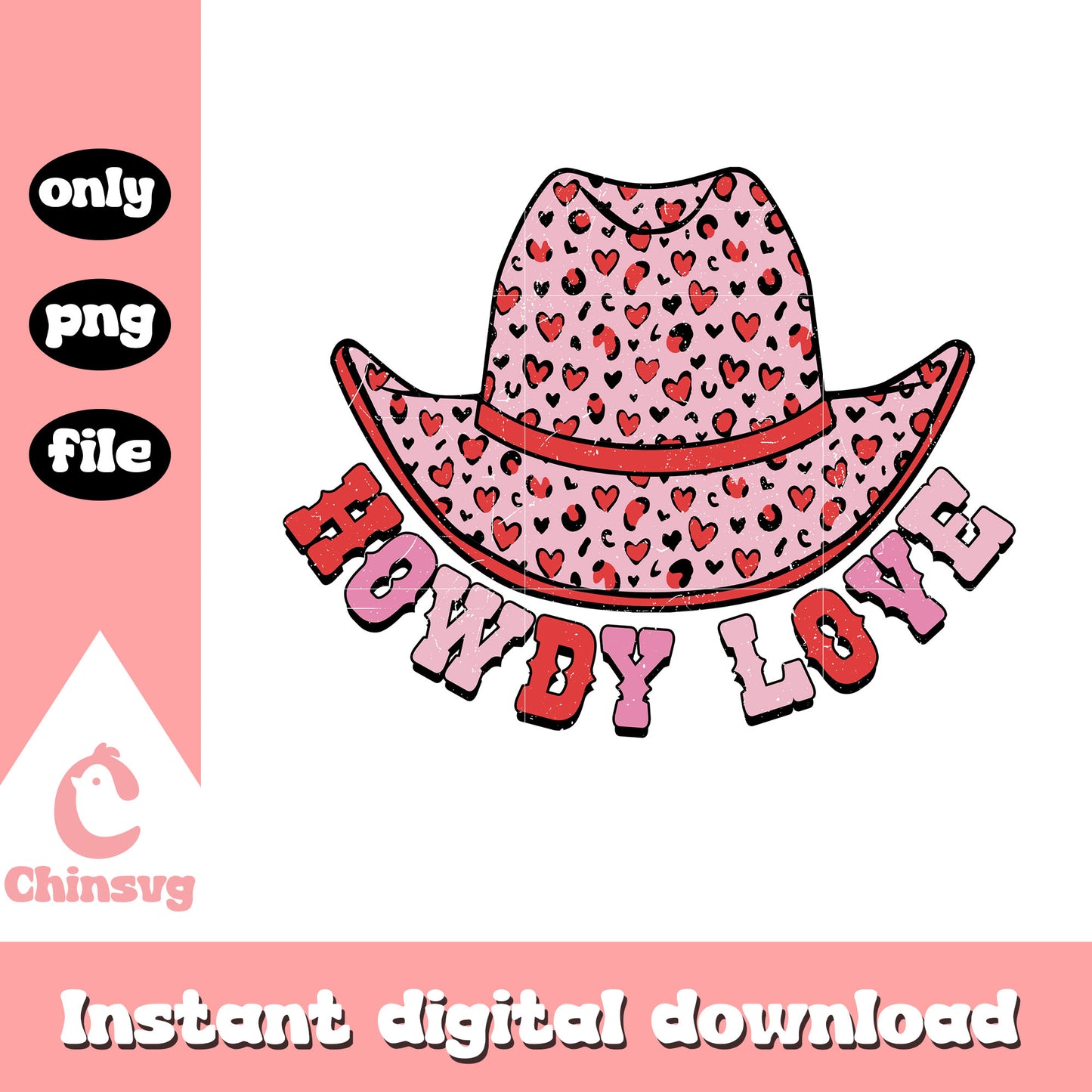 Howdy love hat valentine png, heart valentine's day​ png