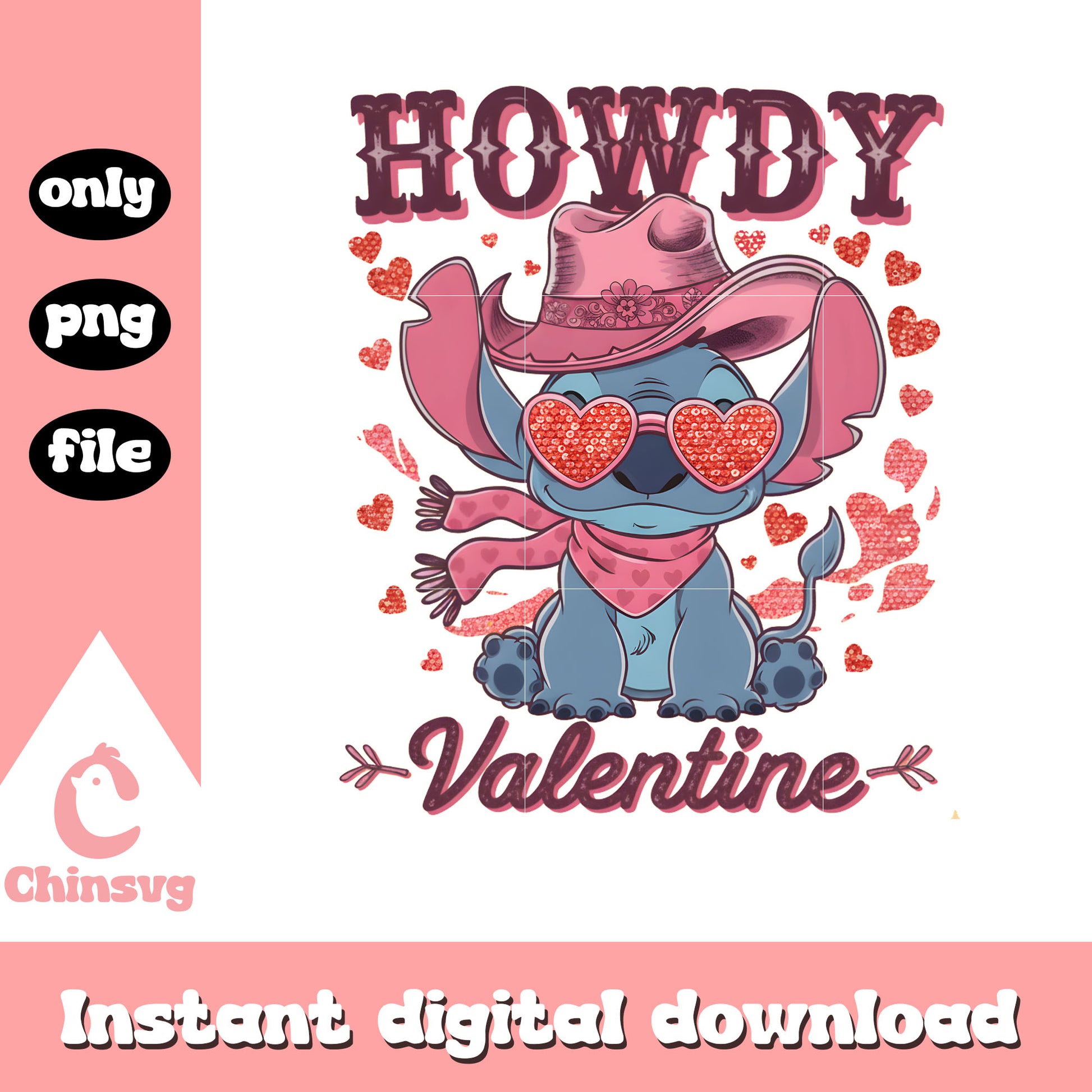Howdy stitch hat glasses png, stitch valentine​​​​​ png