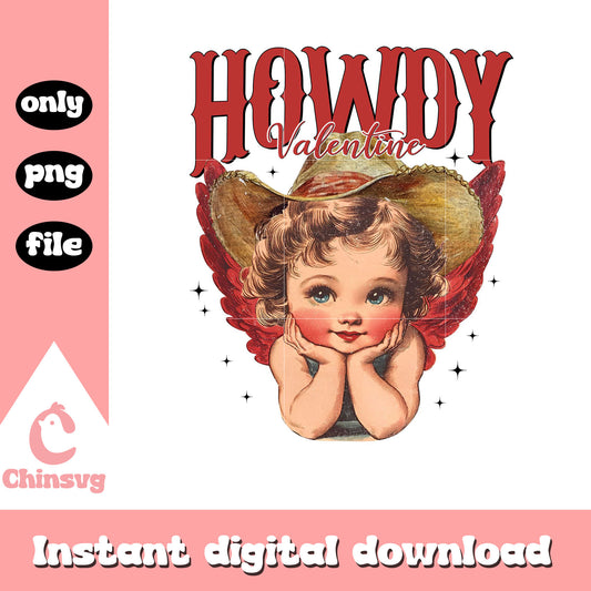 Howdy valentine western cupid png, cute cupid png, valentine png