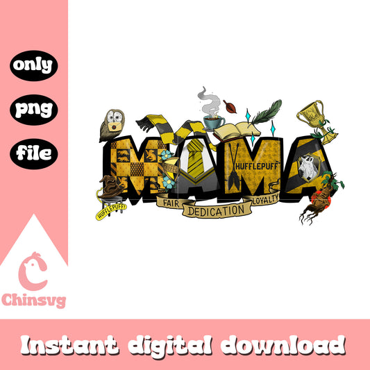 Hufflepuff mama font design png, harry potter png, mama png