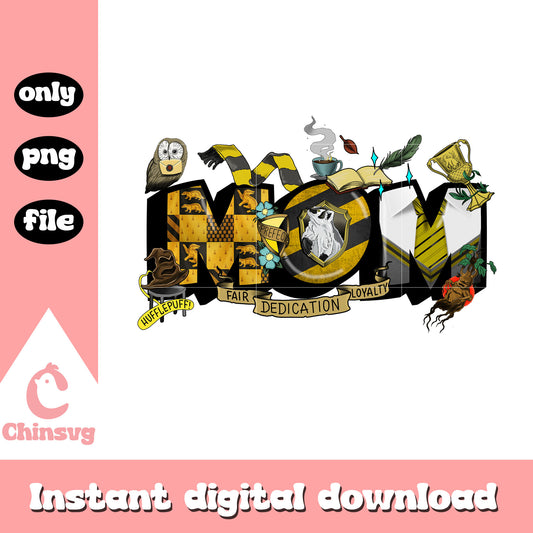 Hufflepuff mom font design png, harry potter png, hufflepuff png