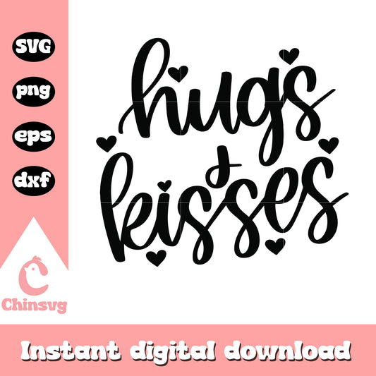 Hugs and kisses valentine font design svg, valentine svg