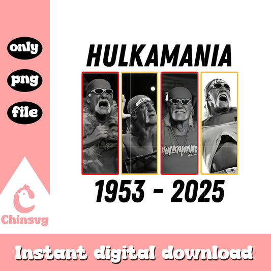 Hulkamania black white frame design png, hulk hogan png
