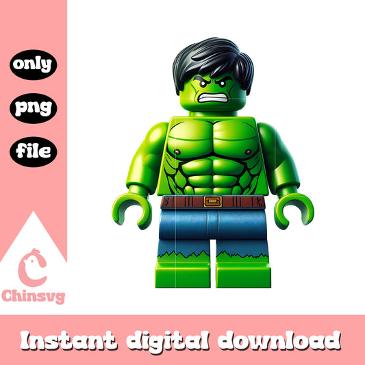 Hulk character lego minifigures design png, marvel lego png