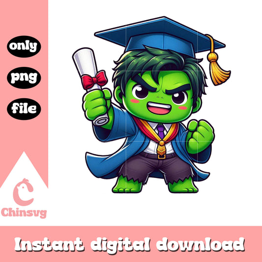 Hulk chibi graduation design png, hulk marvel movie png