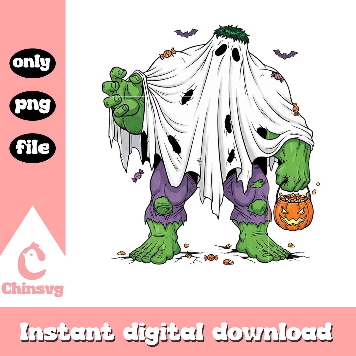 Hulk cos ghost hand candy halloween design png, halloween hulk outfits png