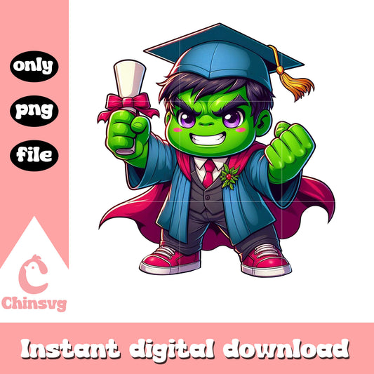 Hulk graduation day design png, graduation design png, hulk marvel png