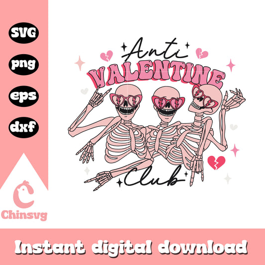 Human skeleton anti valentine club svg, Human skeleton svg