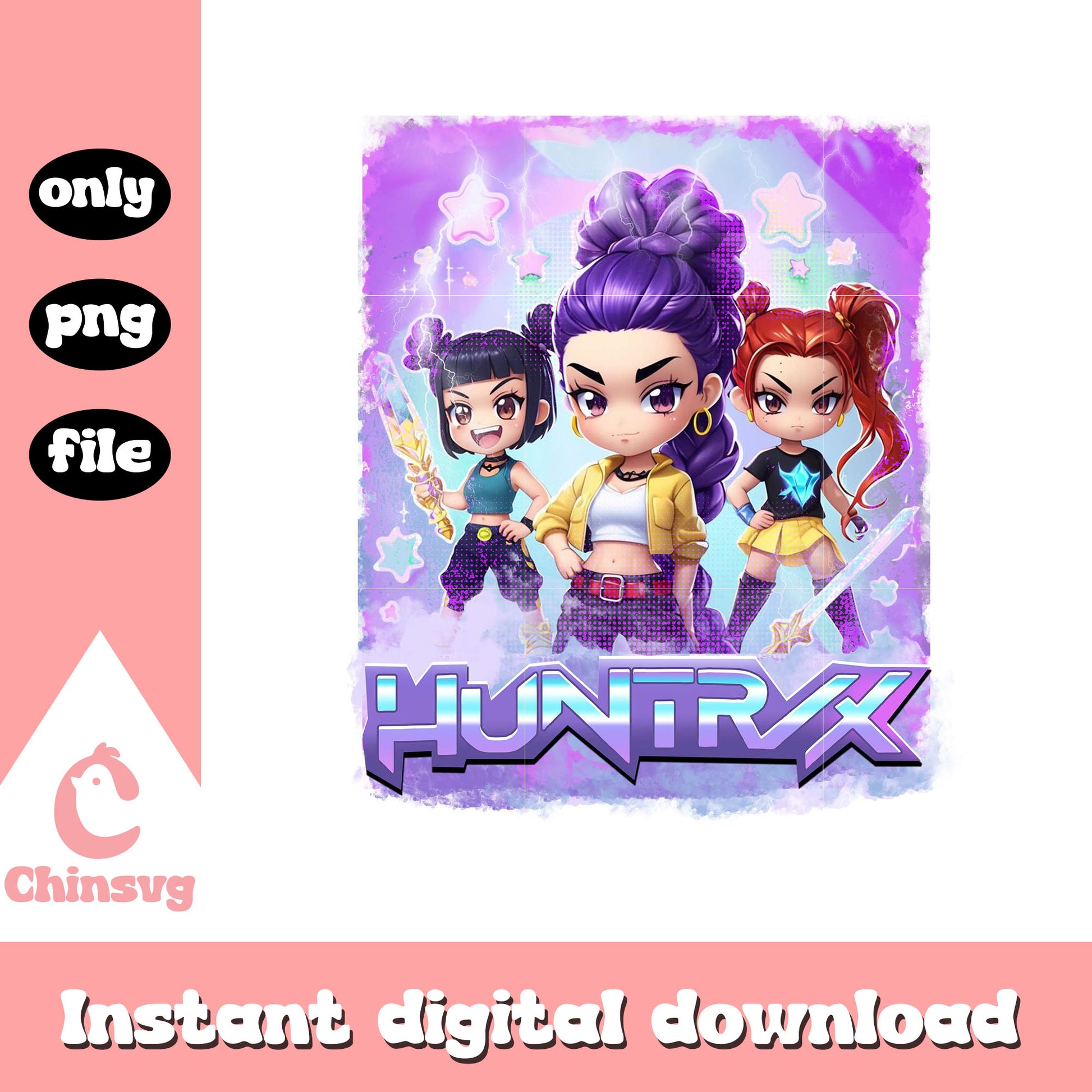 Hunter huntrix band members design png, huntrix movie png