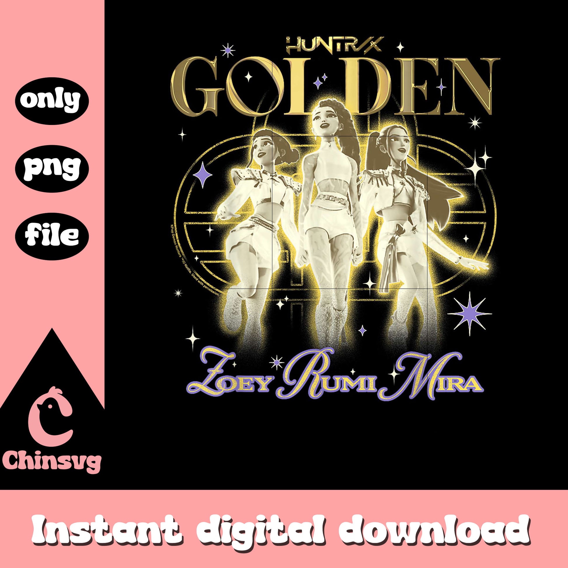 Huntrix Golden Zoey Rumi Mira Retro T-Shirt