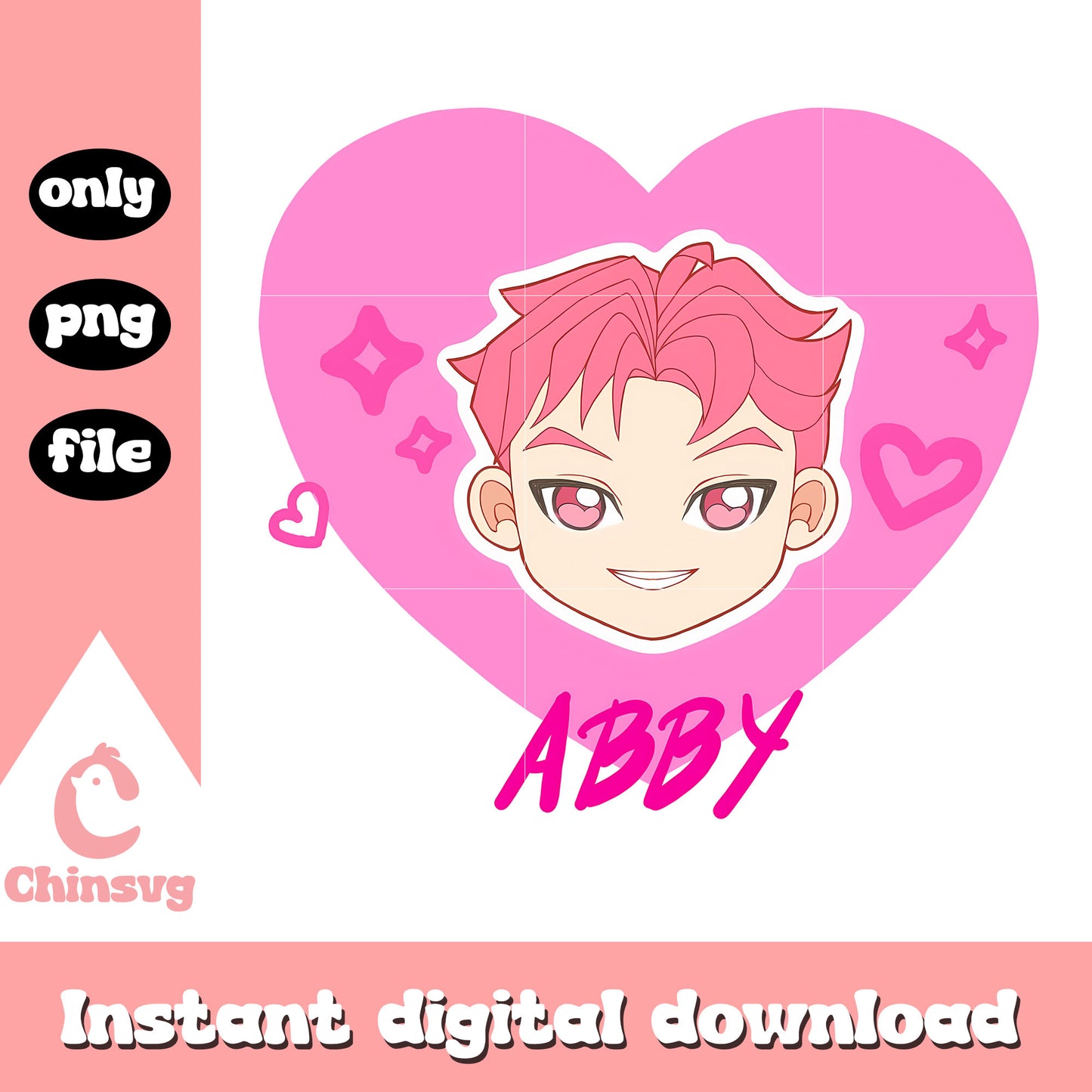 Huntrix abby face heart design png, kpop demon hunters movie png