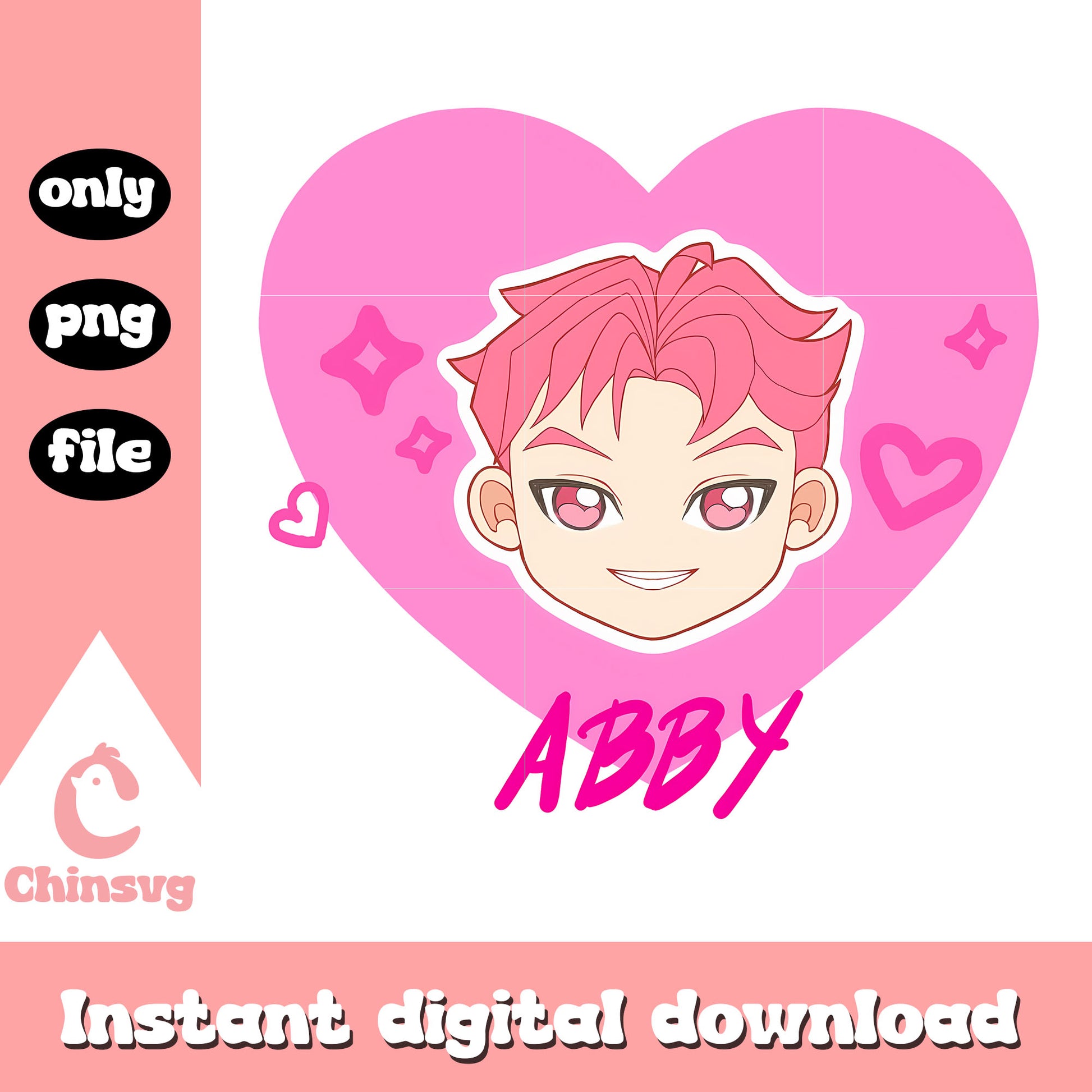 Huntrix abby face heart design png, kpop demon hunters movie png