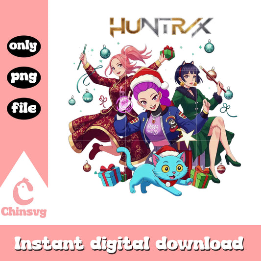 Huntrix and christmas presents png, kpop christmas presents  png