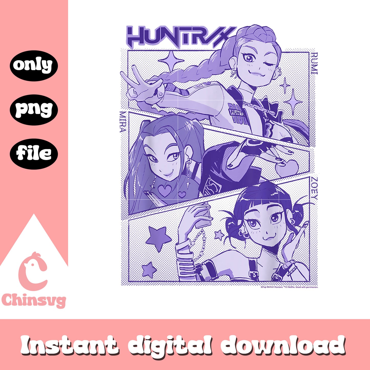 Huntrix anime characters png, kpop demon hunters movie png