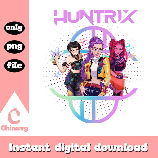 Huntrix anime girl aesthetic design png, kpop demon hunters png