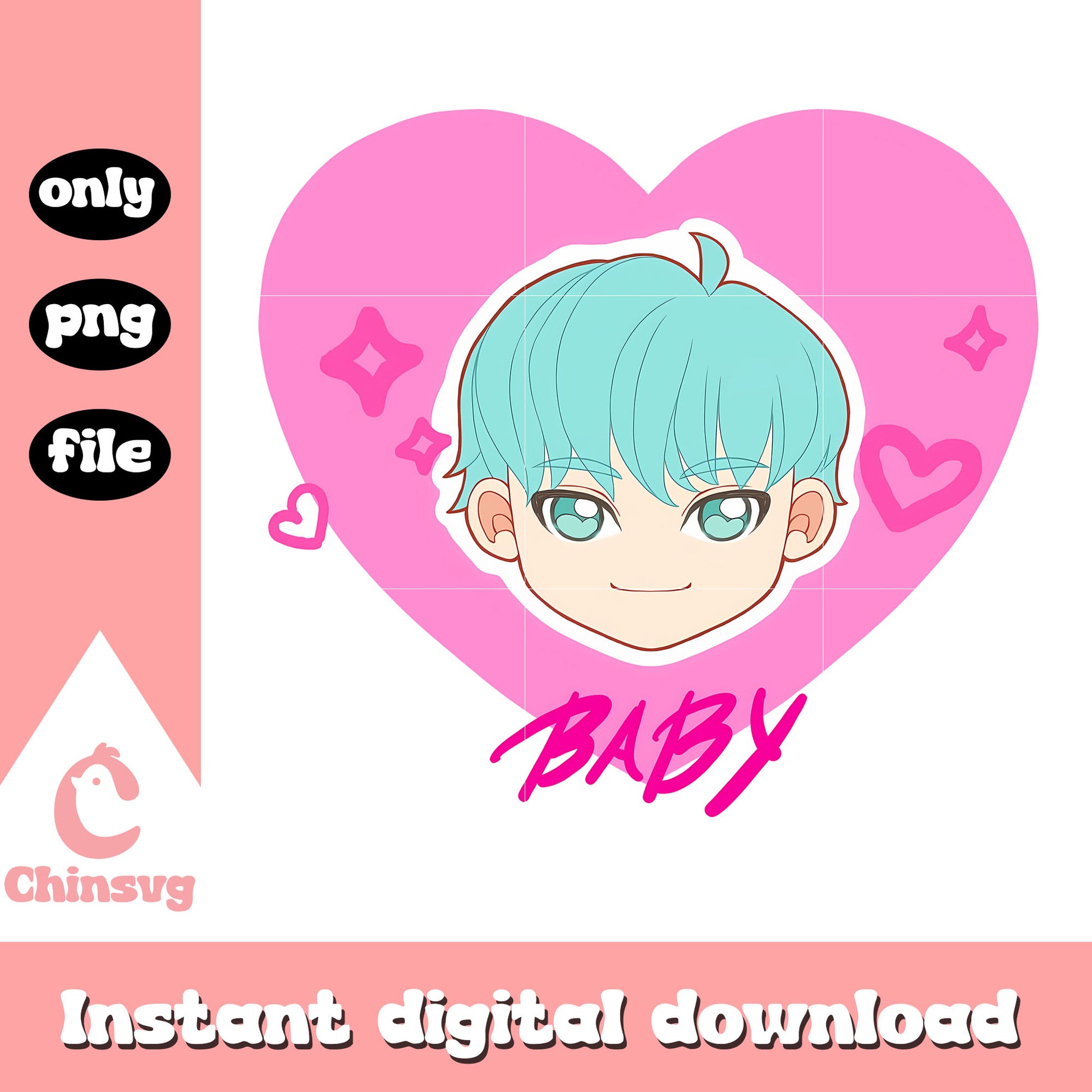 Huntrix baby heart design png, demon hunters movie png