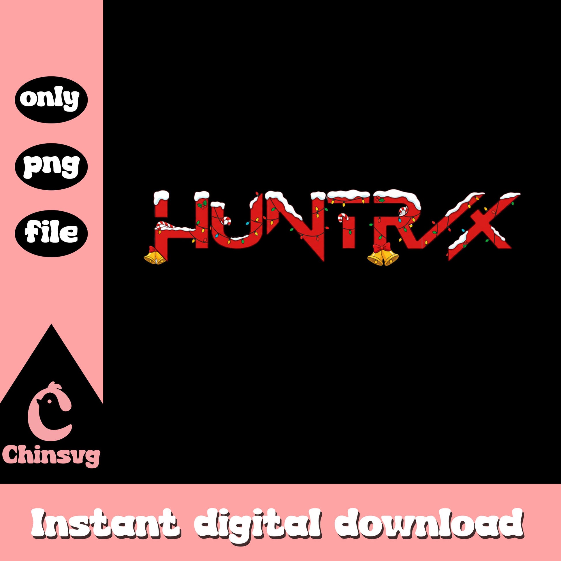 Huntrix band christmas logo design png, huntrix logo png