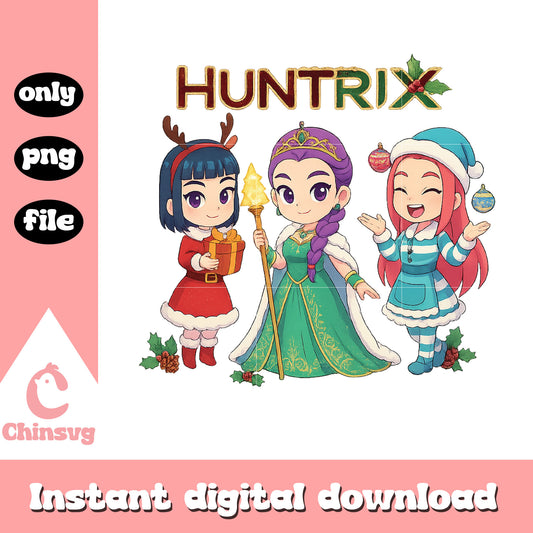 Huntrix band christmas png, kpop demon hunters png