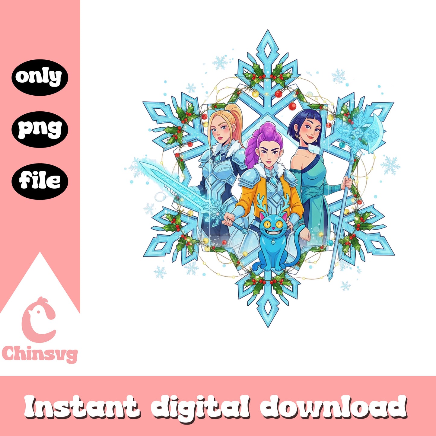 Huntrix band christmas snowflake png, huntrix girl band png