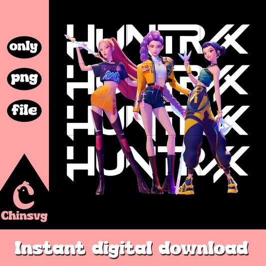 Huntrix band members design png, huntrix characters png