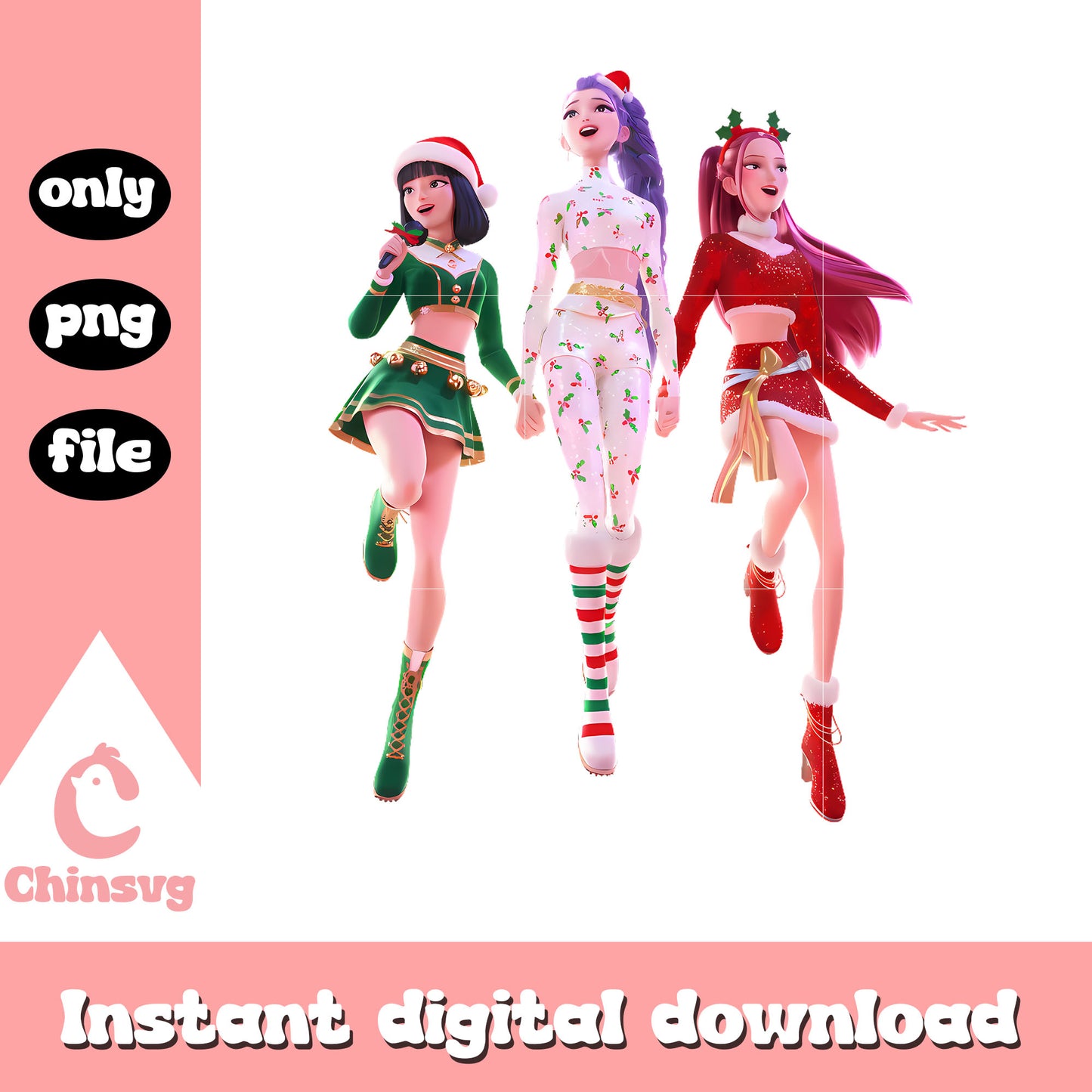 Huntrix christmas concert outfit png, kpop christmas outfit png
