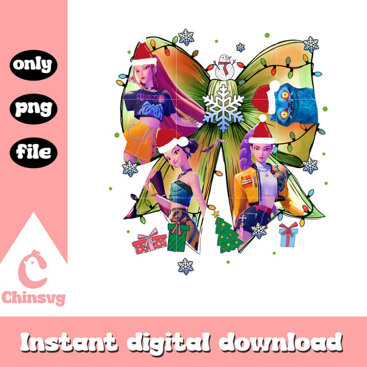 Huntrix christmas coquette bow png, huntrix band png