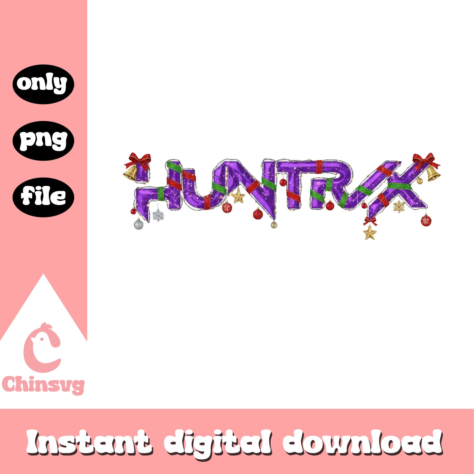 Huntrix christmas font design png, kpop demon hunters huntrix png