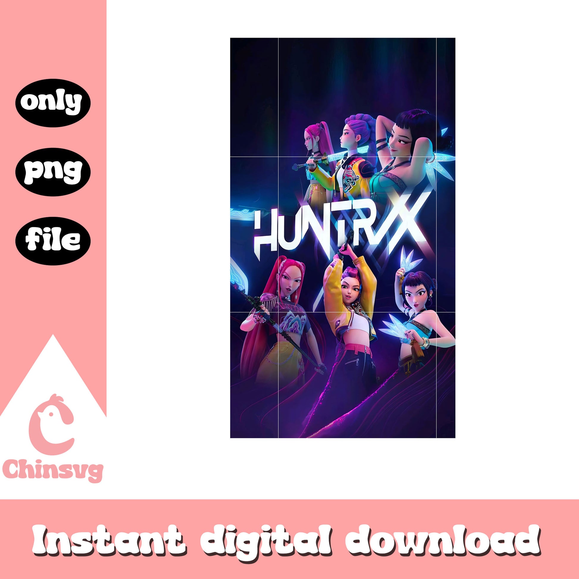 Huntrix concert design png, kpop demon hunters png