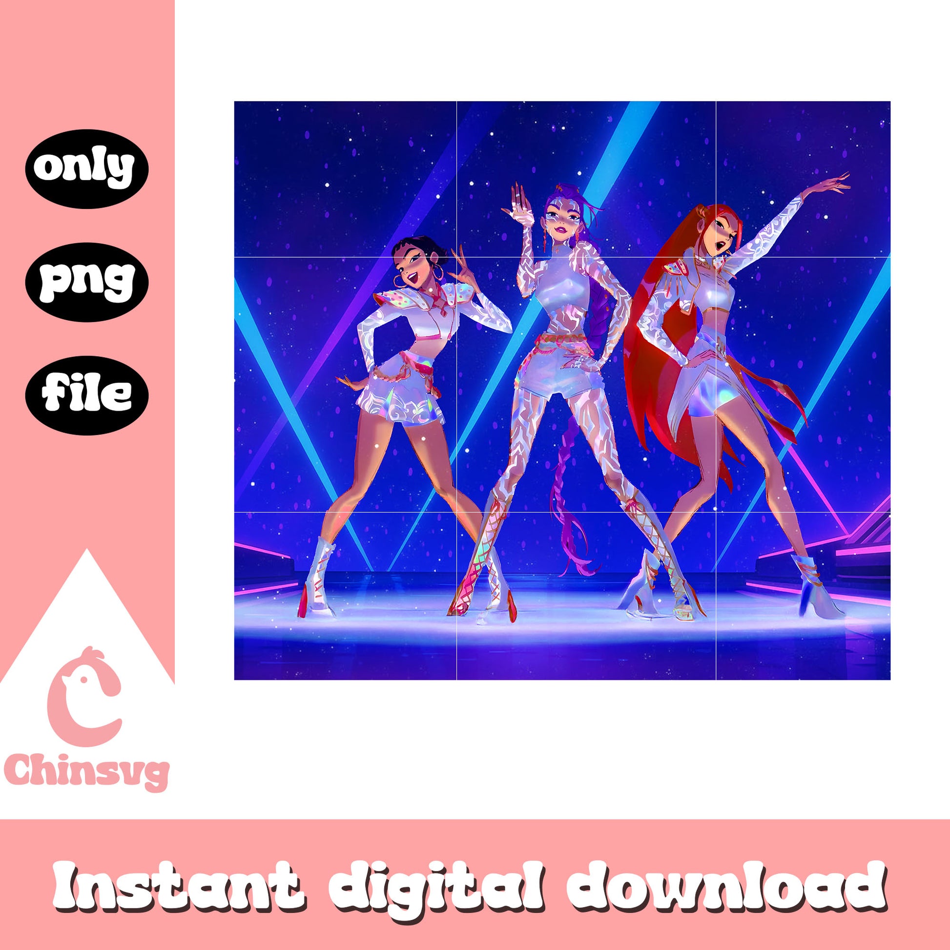 Huntrix concert outfits png, kpop demon hunters outfits png