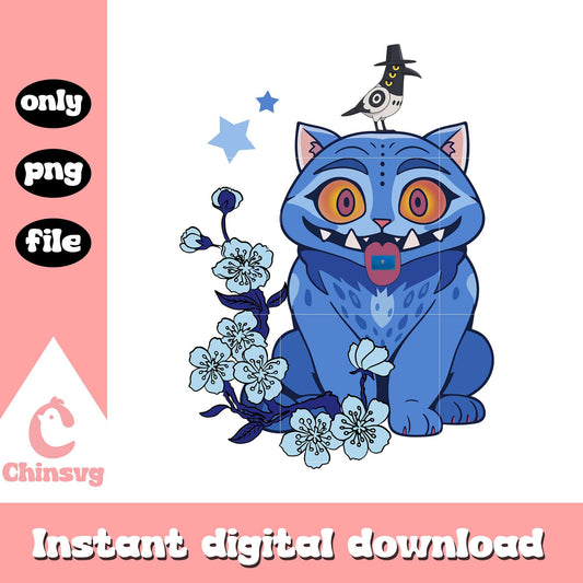 Huntrix demon tiger and bird flower design  png, kpop hunters png