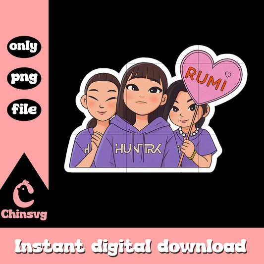 Huntrix fan support rumi design png, rumi huntrix png